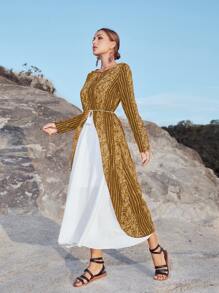 Seusyu Stripe Asymmetric Hem Top & Skirt - Multicolor - View 4