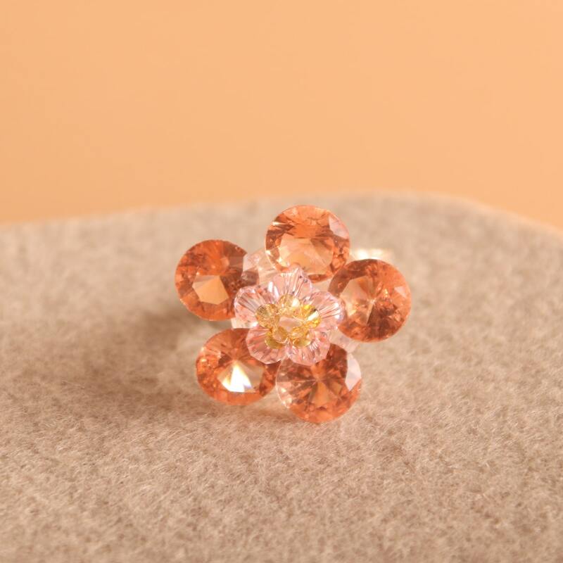 

1pc Flower Design Ring, Pink