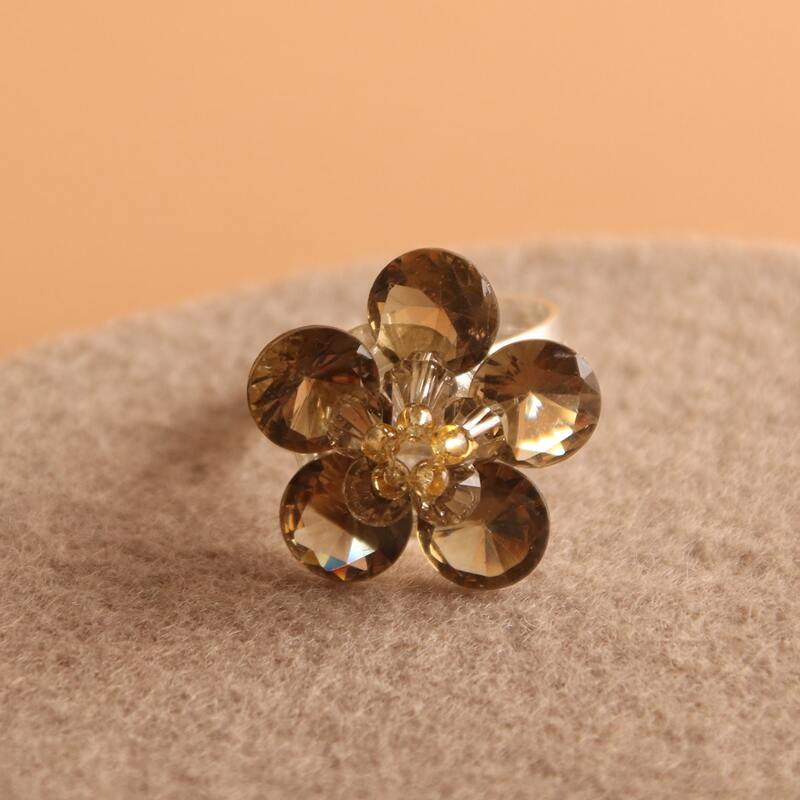 

1pc Flower Design Ring, Green