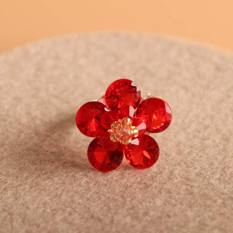 

1pc Flower Design Ring, Red
