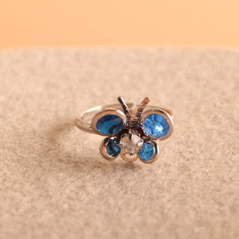 

1pc Rhinestone Butterfly Ring, Blue