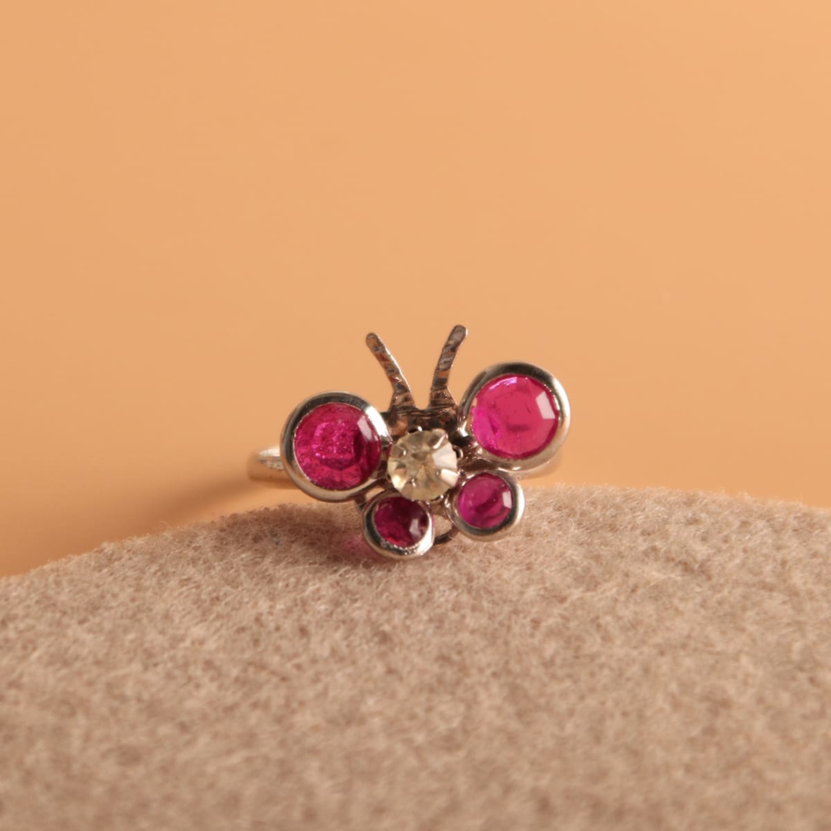 

1pc Rhinestone Butterfly Ring, Purple