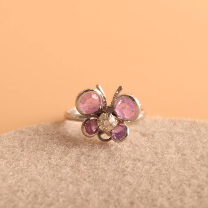 

1pc Rhinestone Butterfly Ring, Purple