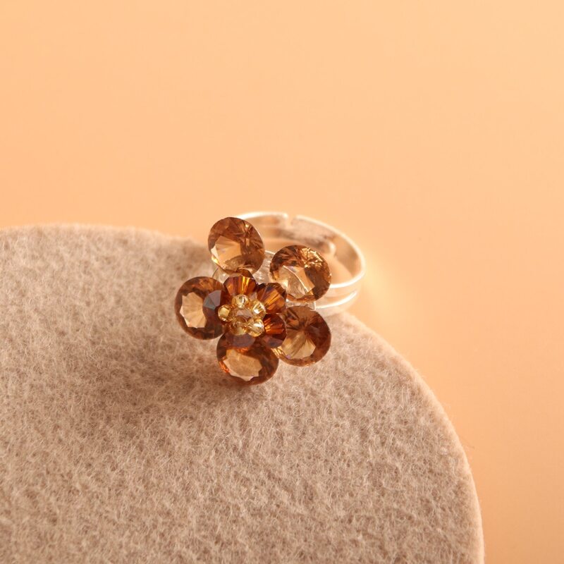 

1pc Rhinestone Ring, Brown