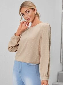 Swiss Dot Blouse - Apricot - View 3