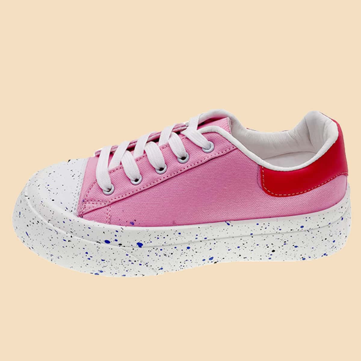 

Lace Up Front Canvas Shoes, Pink