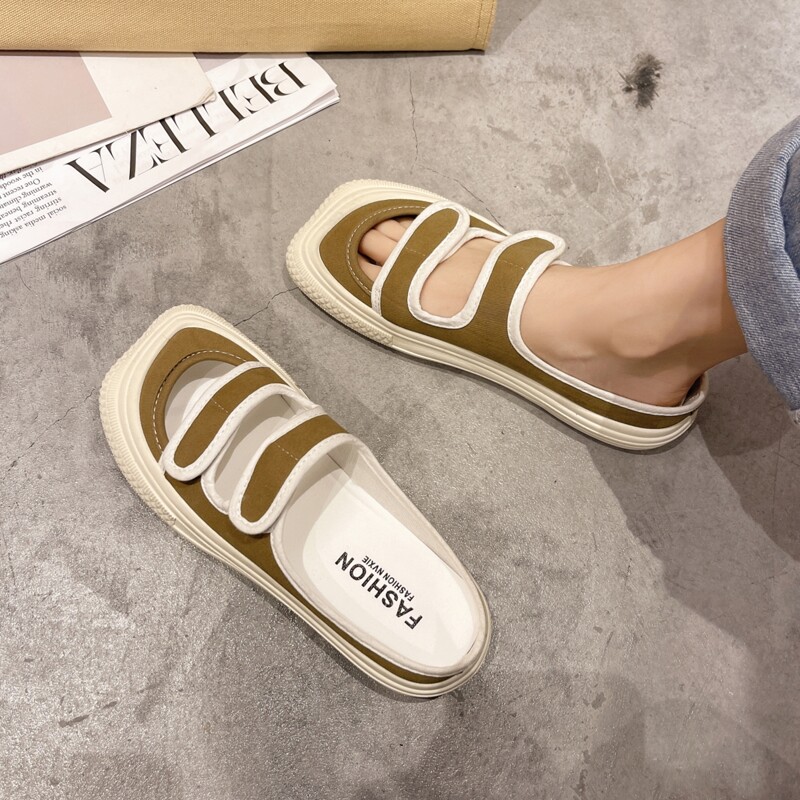 

Velcro Strap Sneaker Mules, Brown