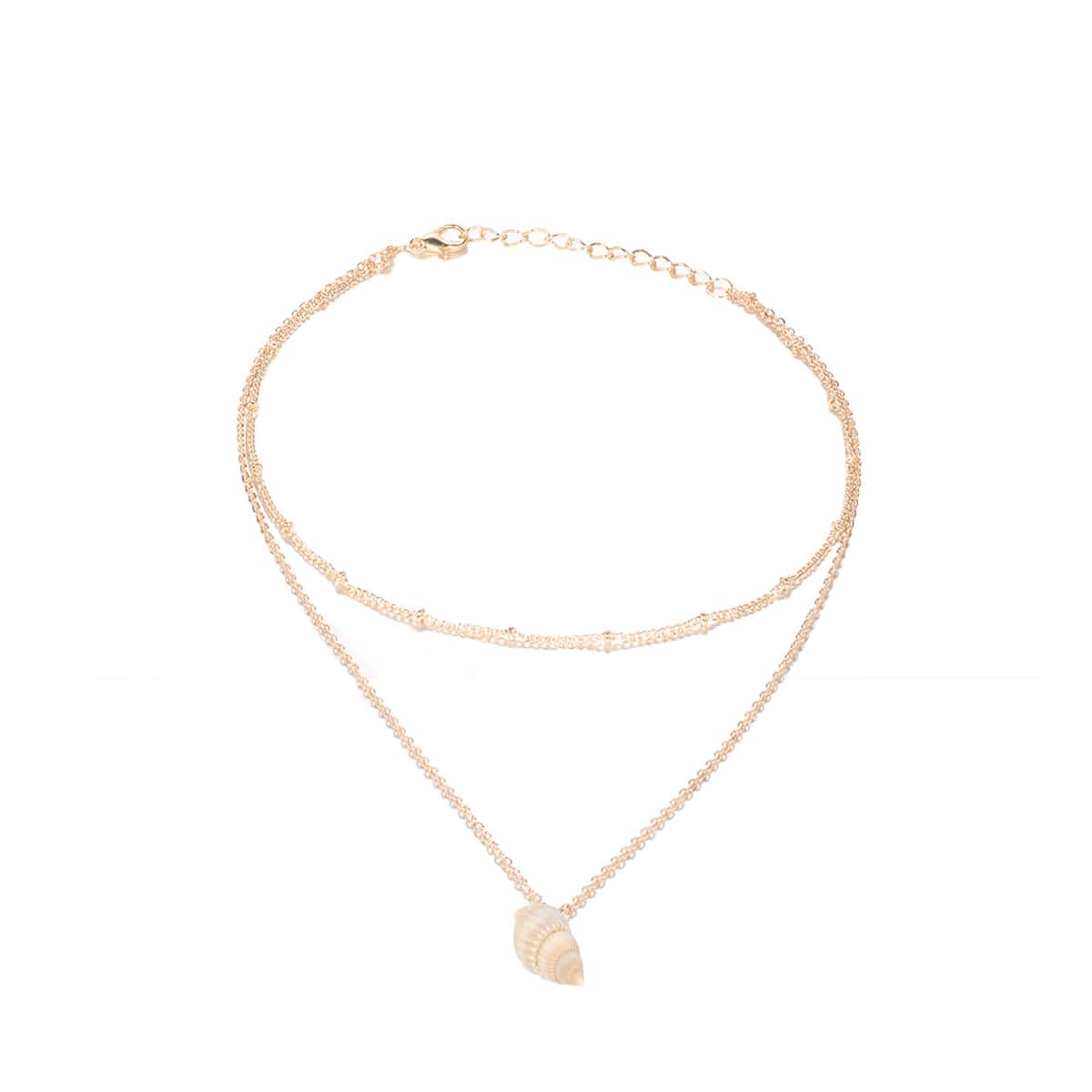 

Shell Layered Necklace, Gold