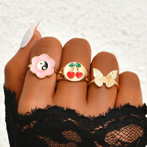 

3pcs Yin & Yang Decor Ring, Multicolor