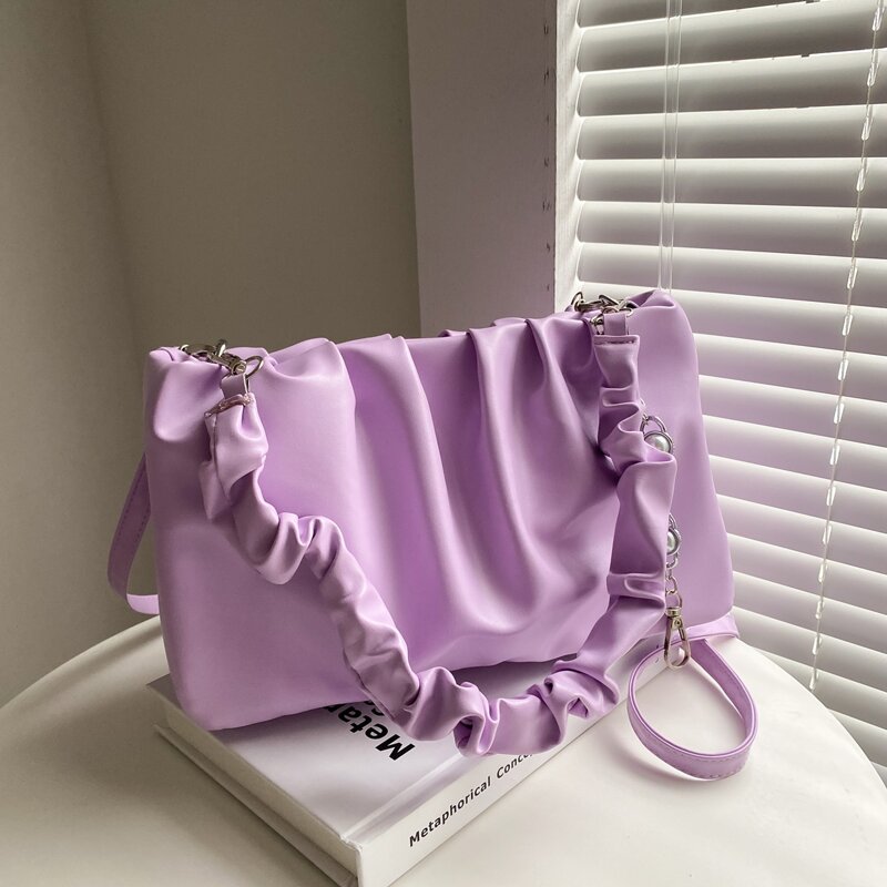 

Ruched Shoulder Bag, Purple