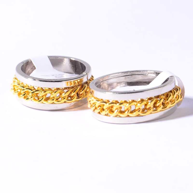 

2pcs Chain Design Ring, Multicolor