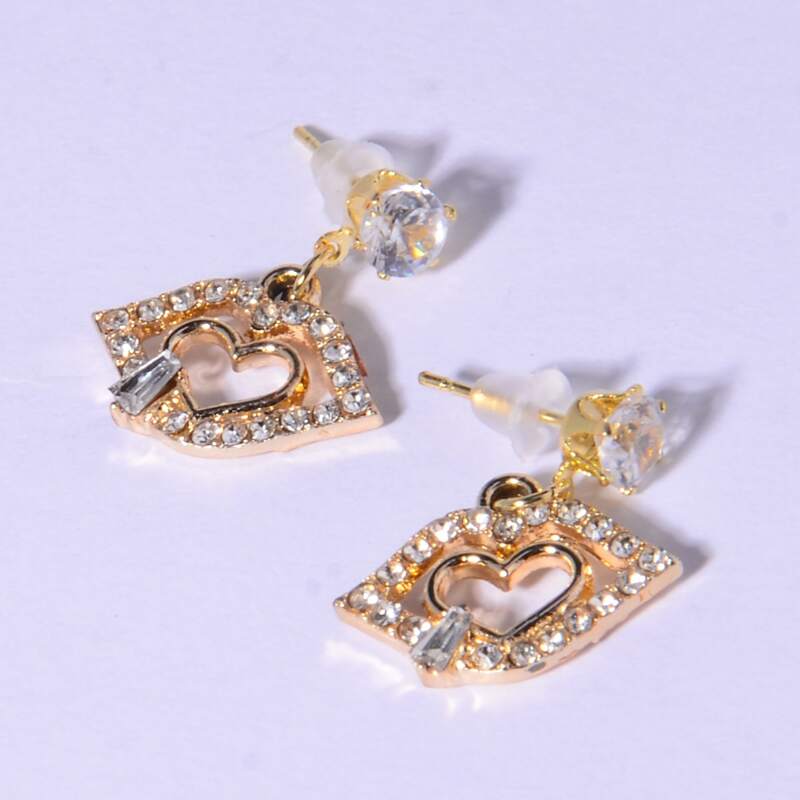 

Rhinestone Heart Drop Earrings, Multicolor