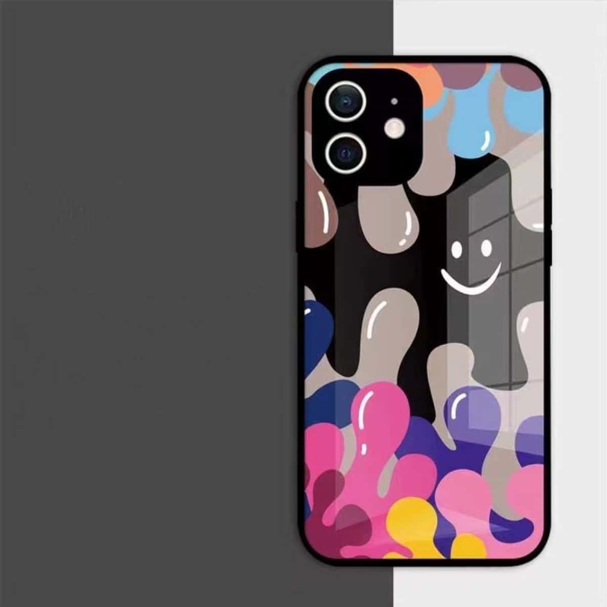 

Cartoon Print Phone Case, Black