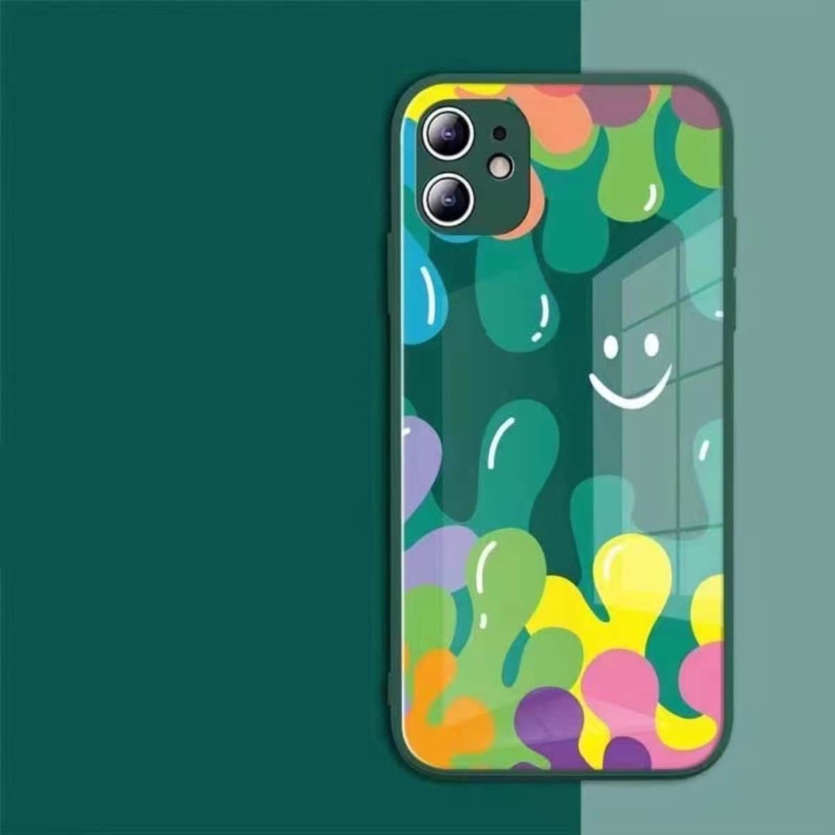 

Cartoon Print Phone Case, Dark green