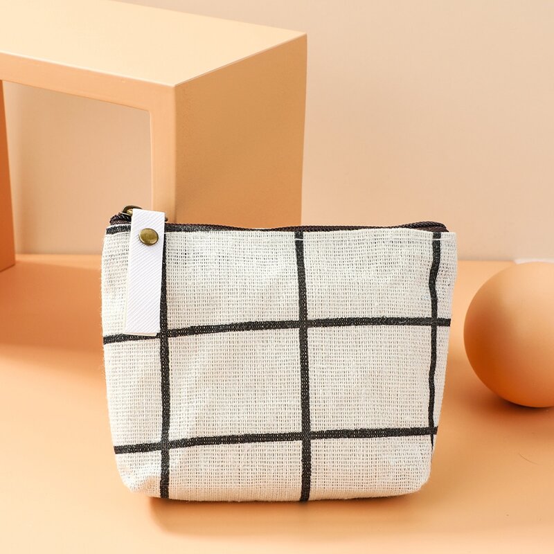 

Mini Plaid Pattern Purse, White