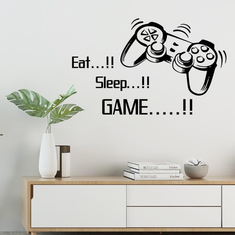 

1sheet Gamepad Print Wall Sticker, Black