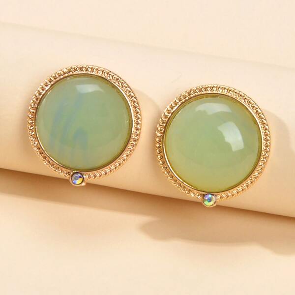 

Round Stud Earrings, Green