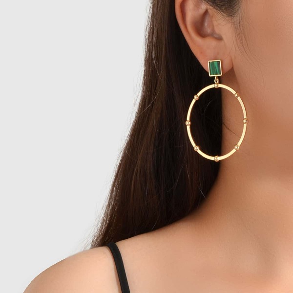 

Round Drop Earrings, Gold