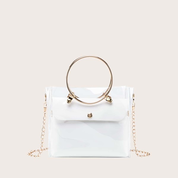 

Girls Clear Satchel Bag With Inner Pouch, White