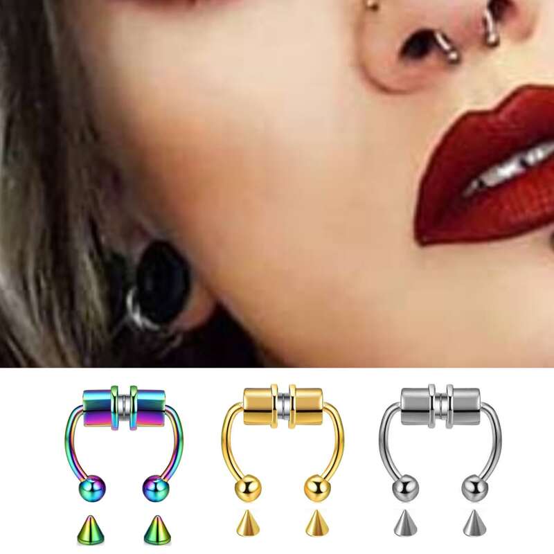 

3pcs Nose Ring Set, Multicolor