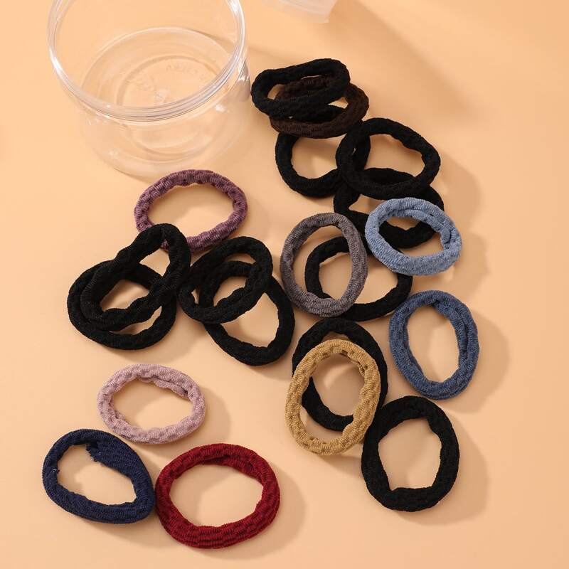 

20pcs Random Color Solid Hair Tie, Multicolor