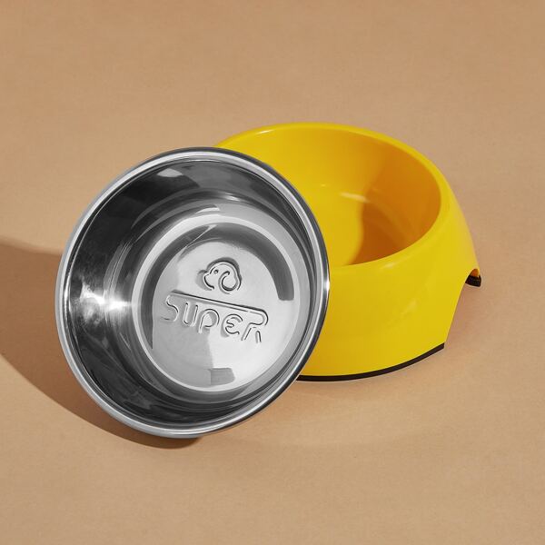 

1pc Stainless Steel Pet Bowl, Yellow