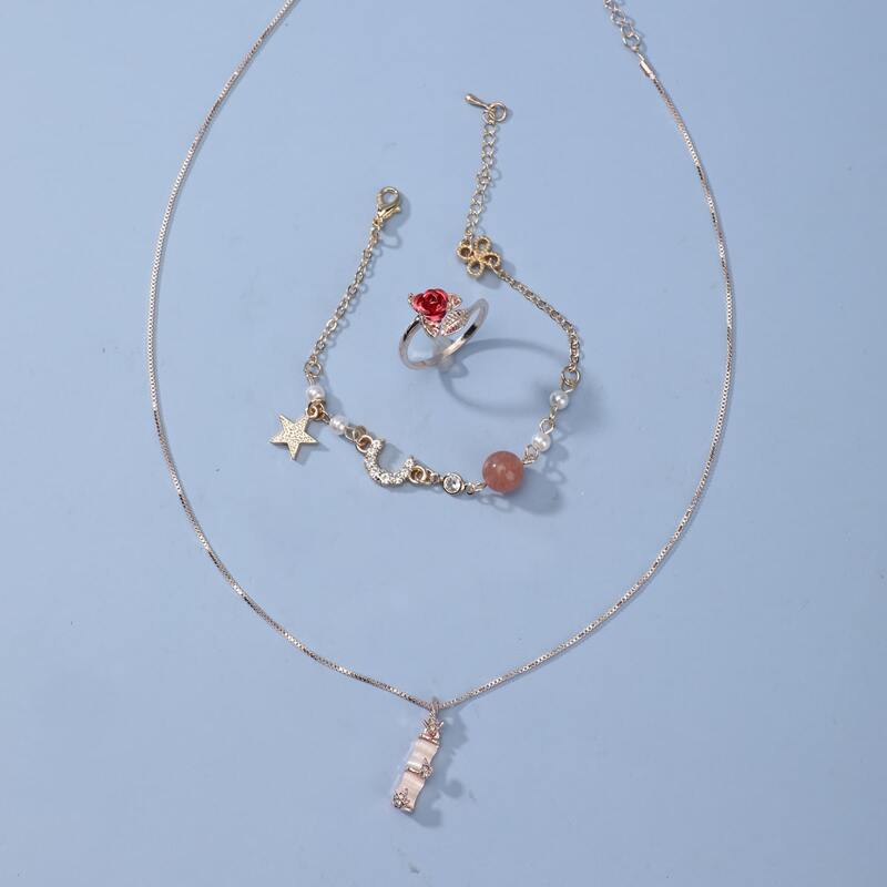 

3pcs Star Charm Jewelry Set, Gold
