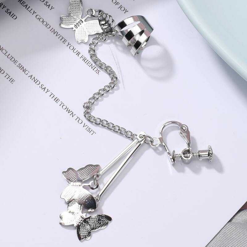 

1pc Butterfly Charm Earring, Silver