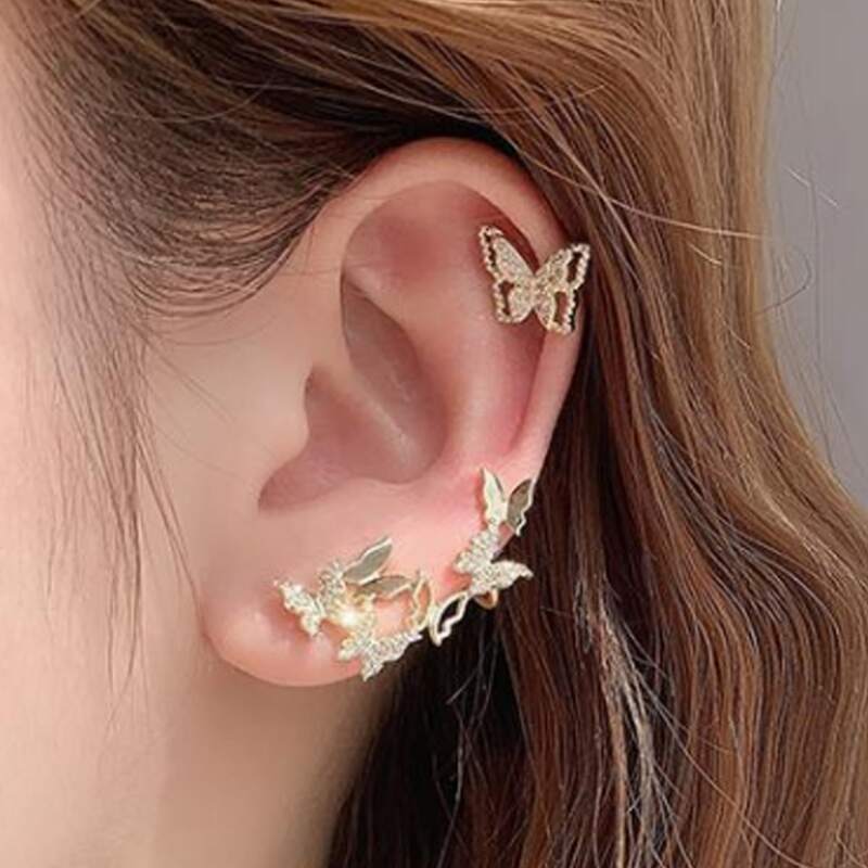 

2pcs Butterfly Decor Earring, Gold