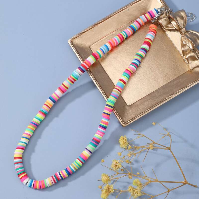 

Colorful Soft Clay Beaded Necklace, Multicolor