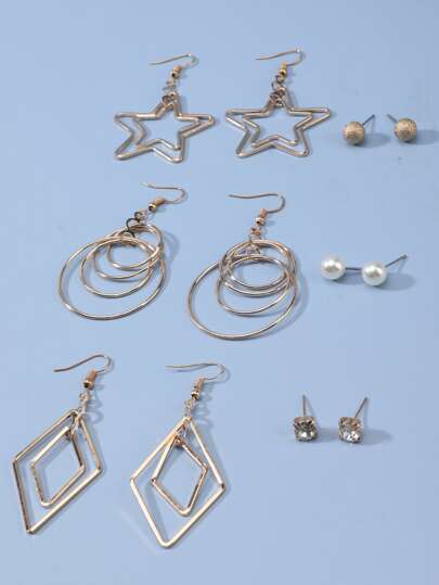 6pairs Star Charm Earrings