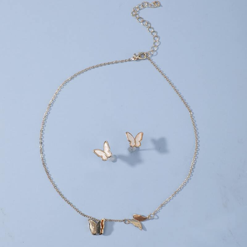 

3pcs Butterfly Charm Jewelry Set, Gold
