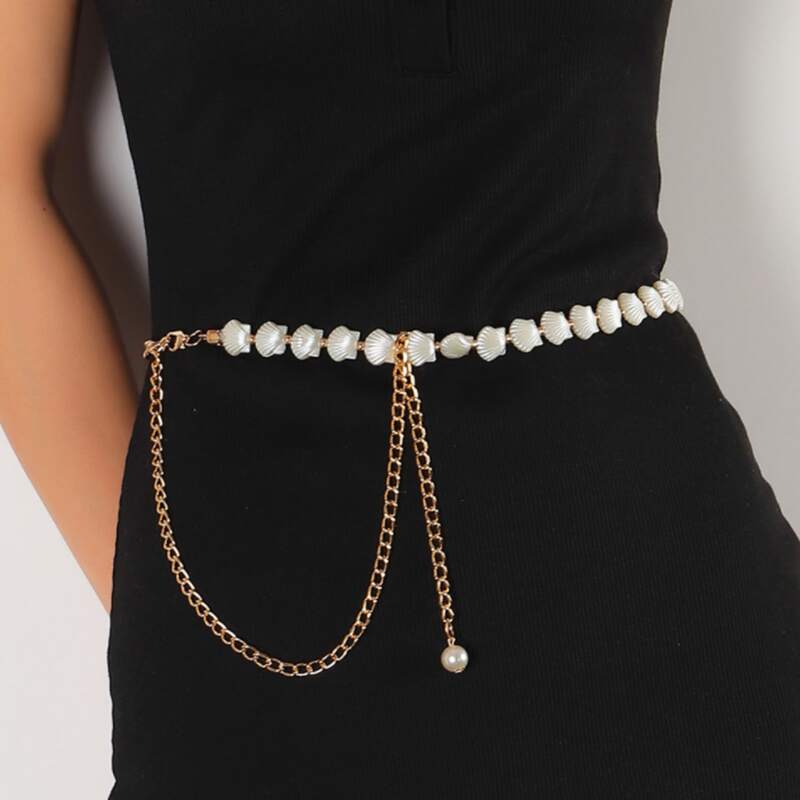 

Shell Decor Chain Belt, Gold