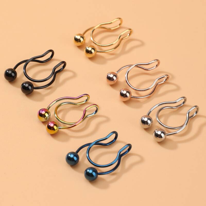 

6pcs Simple Nose Ring, Multicolor