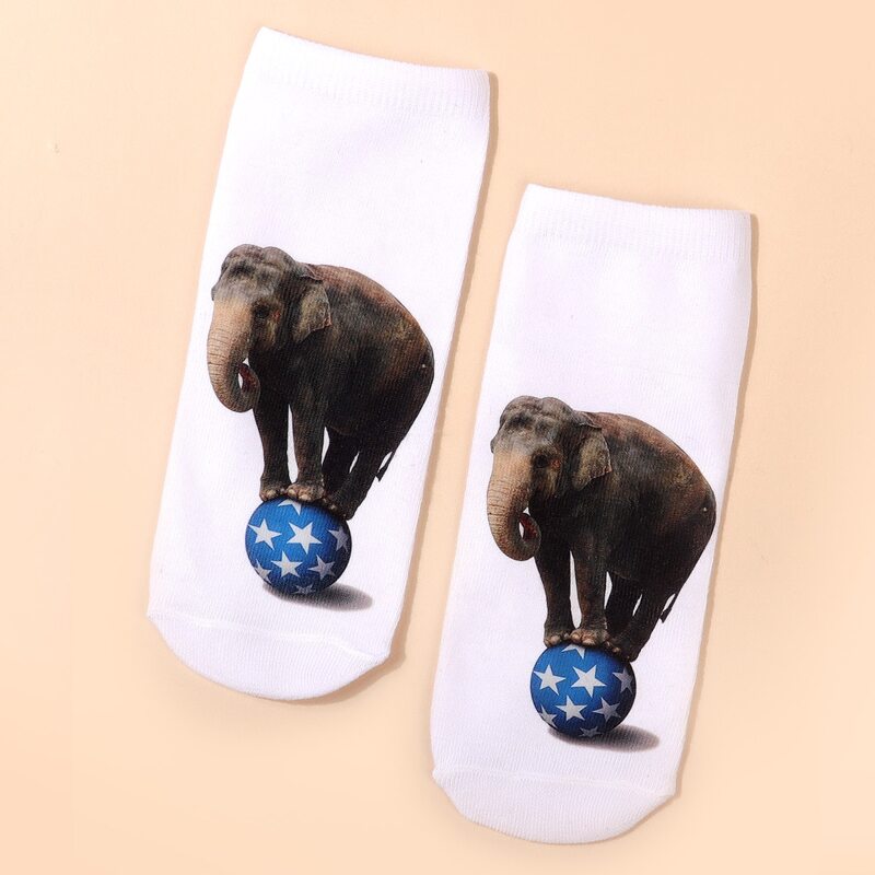 

Elephant Print Ankle Socks, Multicolor
