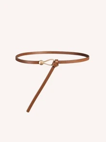 打結設計細腰帶 - 駝色 - 查看 2