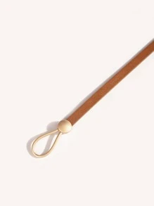 打結設計細腰帶 - 駝色 - 查看 3