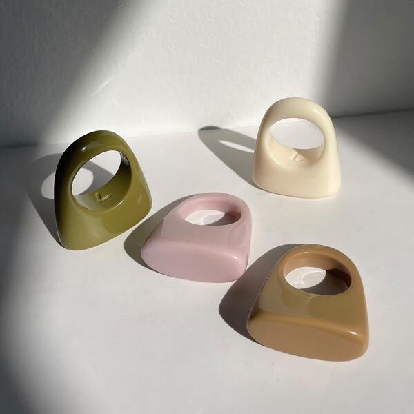 

4pcs Resin Ring Set, Green