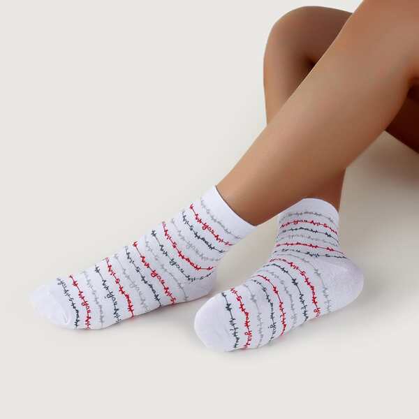 

4pairs Letter Graphic Socks, Multicolor