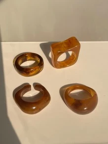 4pcs Resin Ring - Brown - View 1