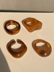 4pcs Resin Ring - Brown - View 2