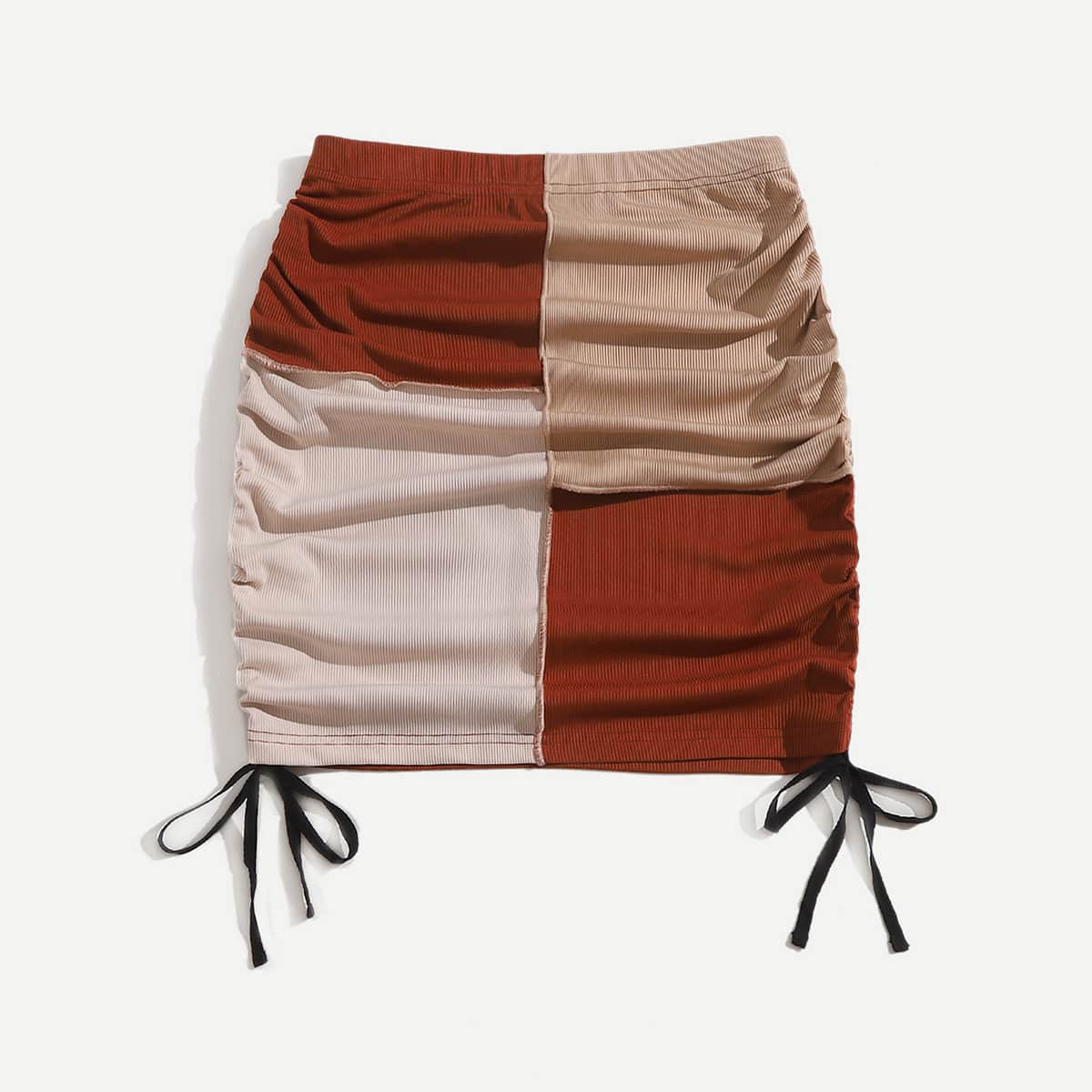 

Stitching Trim Colorblock Skirt, Multicolor