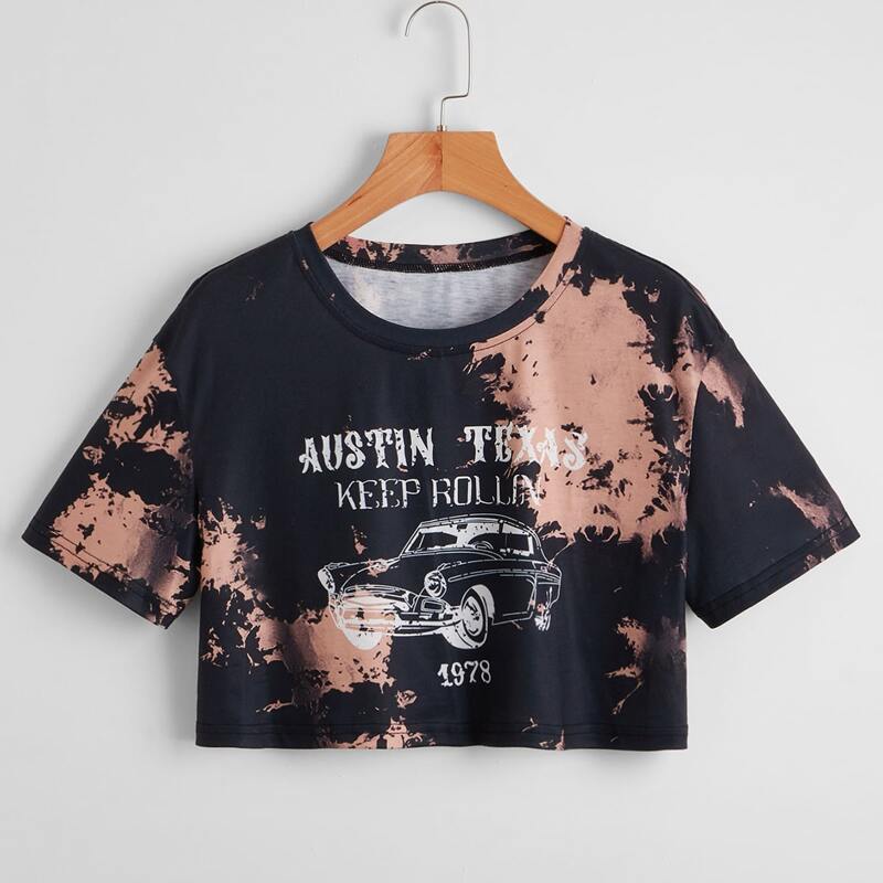 

Letter Car Graphic Tie Dye Boxy Tee, Multicolor