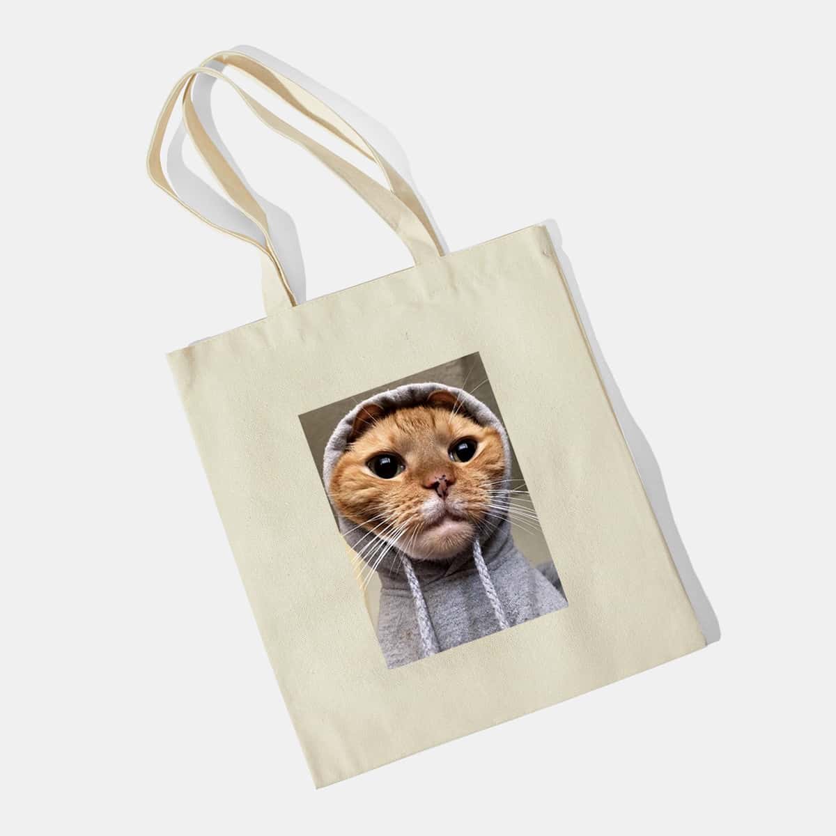 

Cat Graphic Tote Bag, Beige