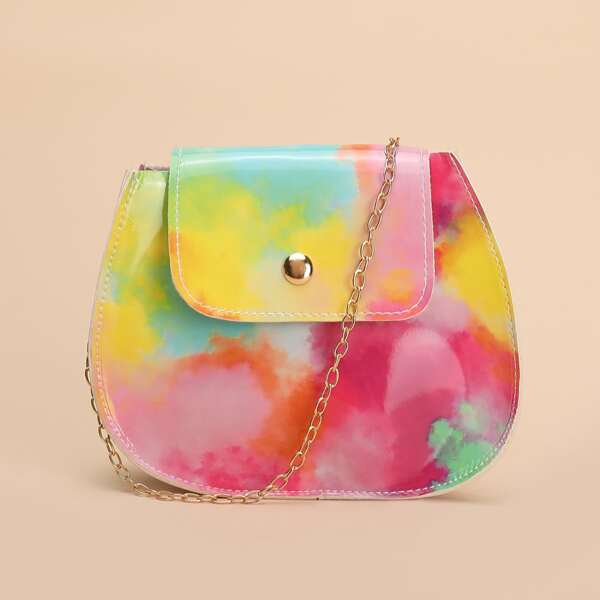 

Tie Dye Chain Saddle Bag, Multicolor