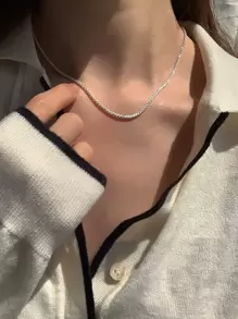 Collar unicolor minimalista - Plateado - Ver 1