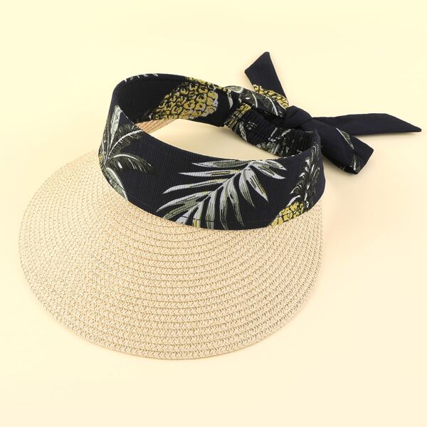 

Leaf Print Sun Hat, Beige