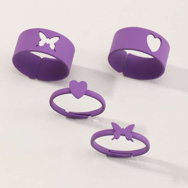 

4pcs Alloy Ring, Purple