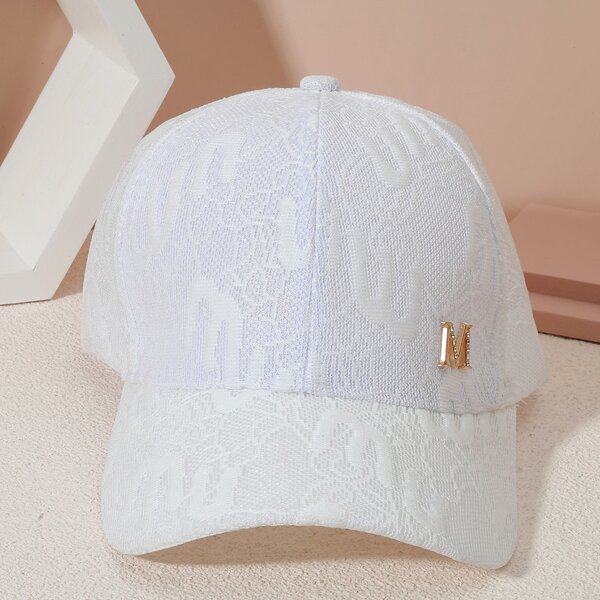 

Letter Decor Baseball Cap, White