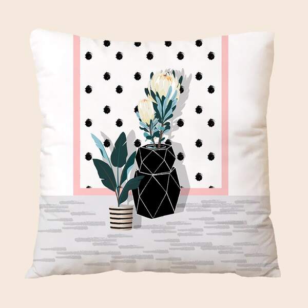 

Potted Plants Print Cushion Cover Without Filler, Multicolor